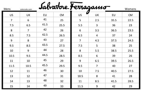 salvatore ferragamo size chart.